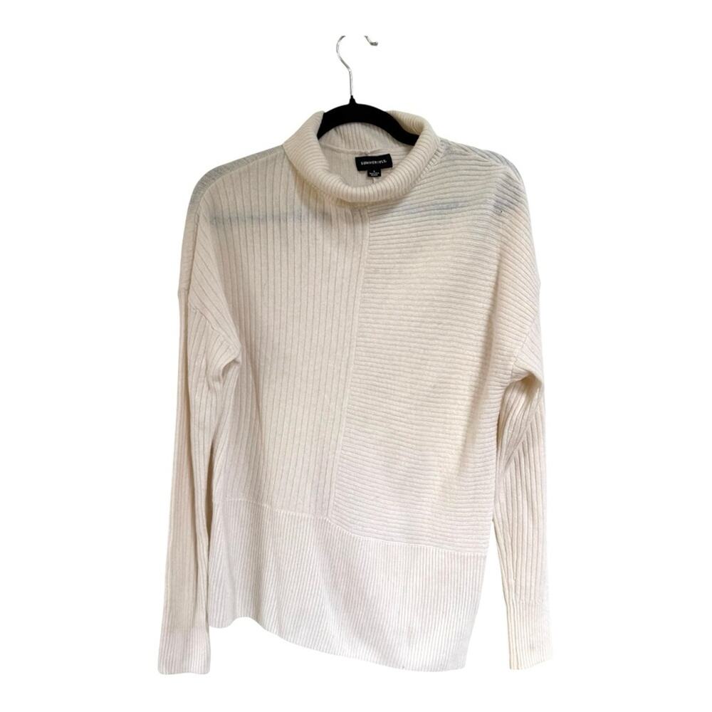 Summersalt The Luxe Cashmere Wool Funnel Neck Sweater in White Sand Size S